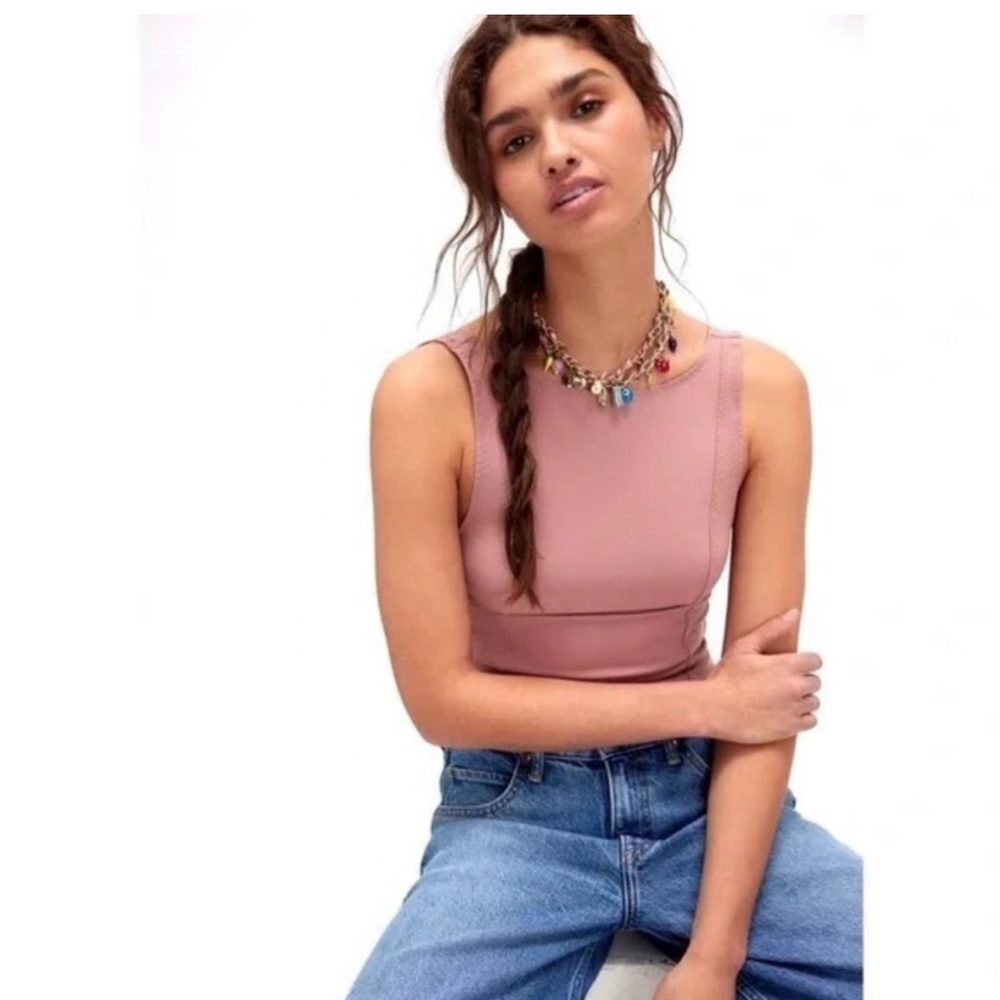 Free People Fitted Tank Top in Dusty Rose